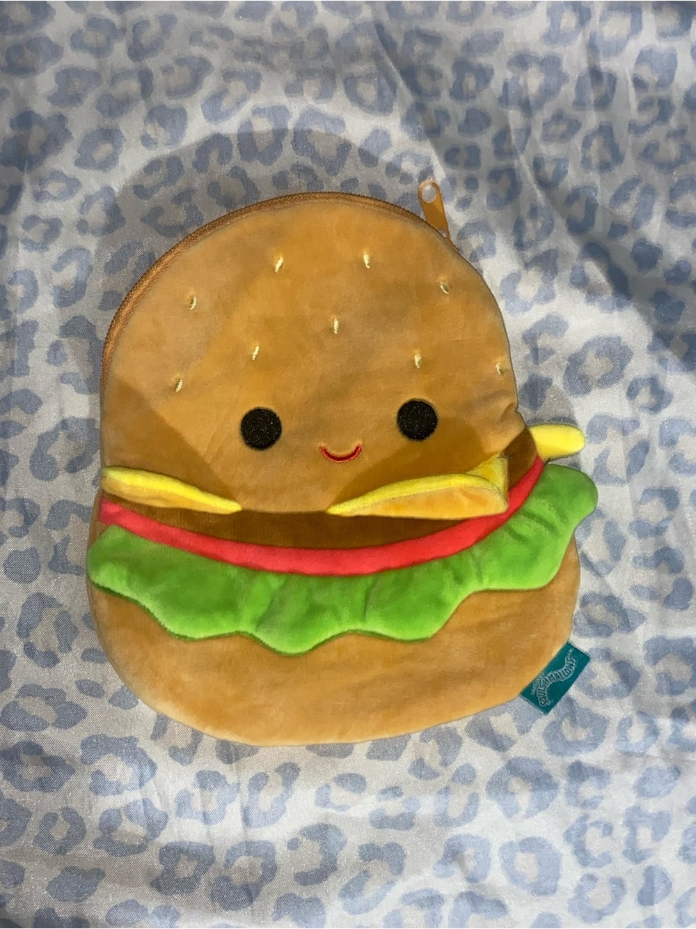 Squishmallow Carl the cheeseburger plush pouch
